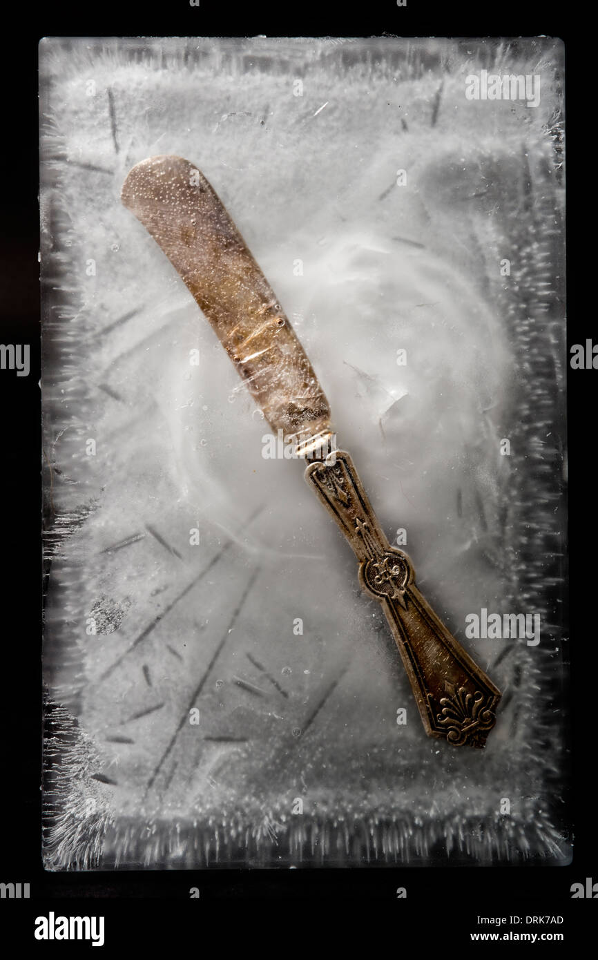 Frozen butter knife Stock Photo Alamy