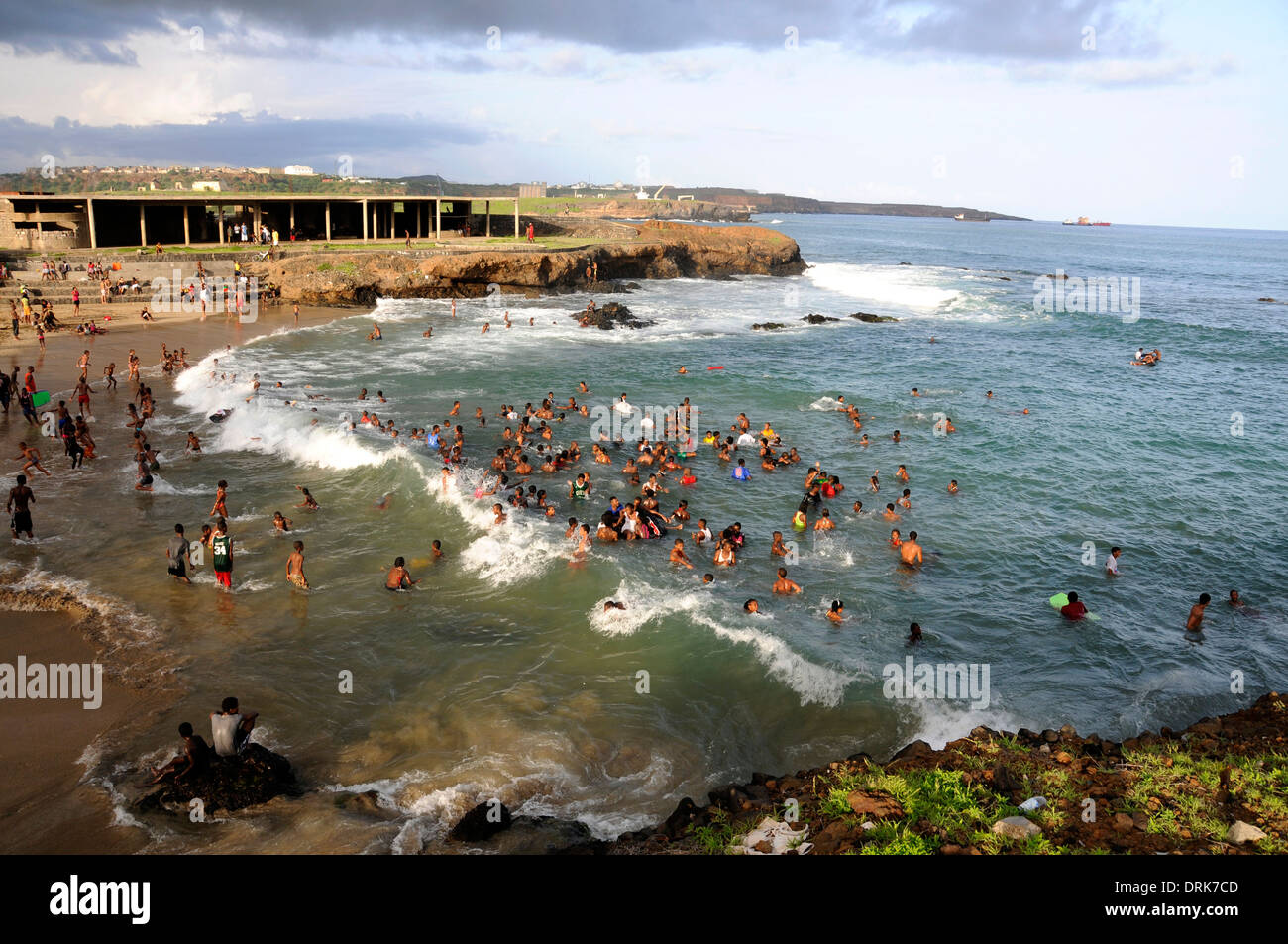 people swiming at prainha, santiago island, cape verde Stock Photo
