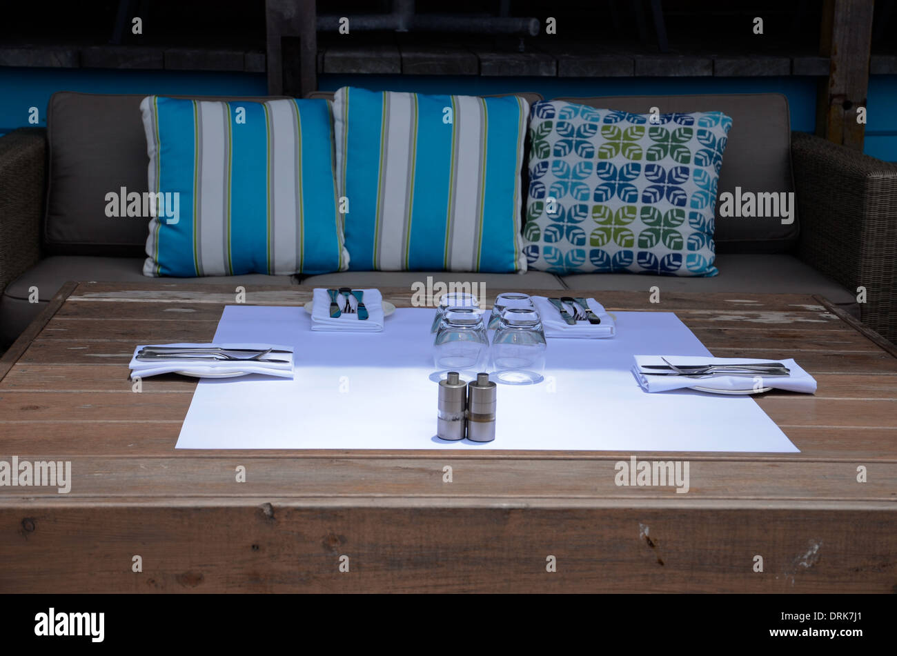 A table setting at a restaurant in Fremantle, Western Australia Stock Photo