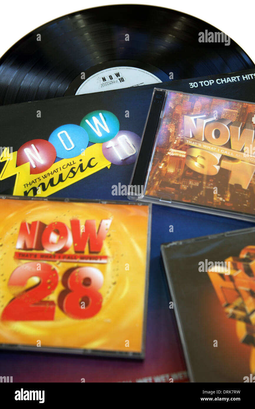 NOW music chart songs CD's and records Stock Photo