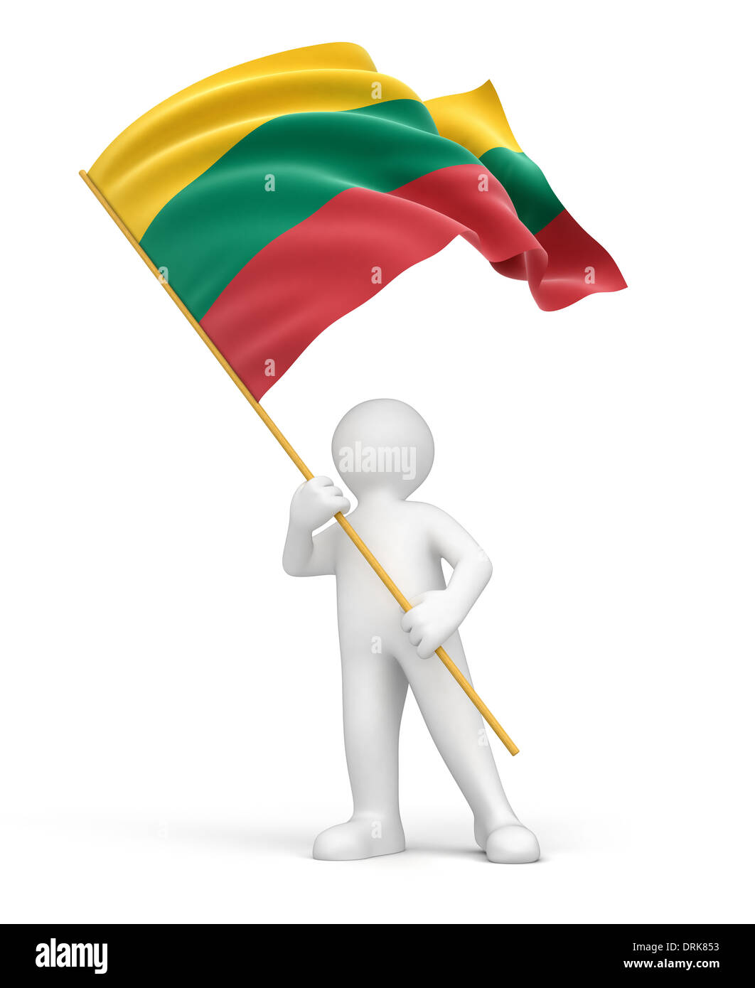 Man and Lithuanian flag (clipping path included) Stock Photo