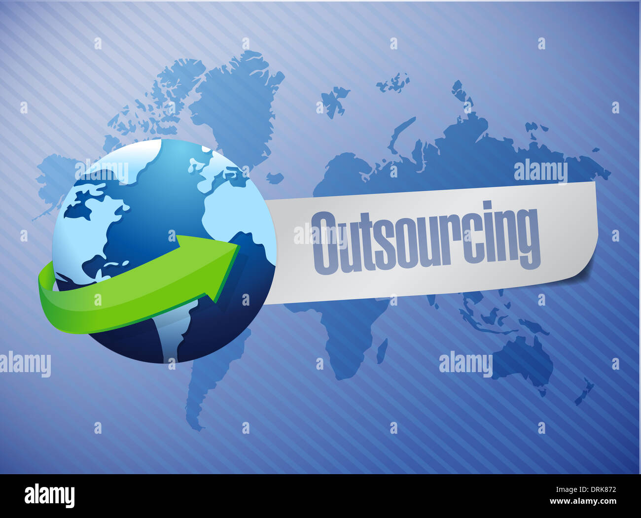 outsourcing world map illustration design over a blue background Stock Photo