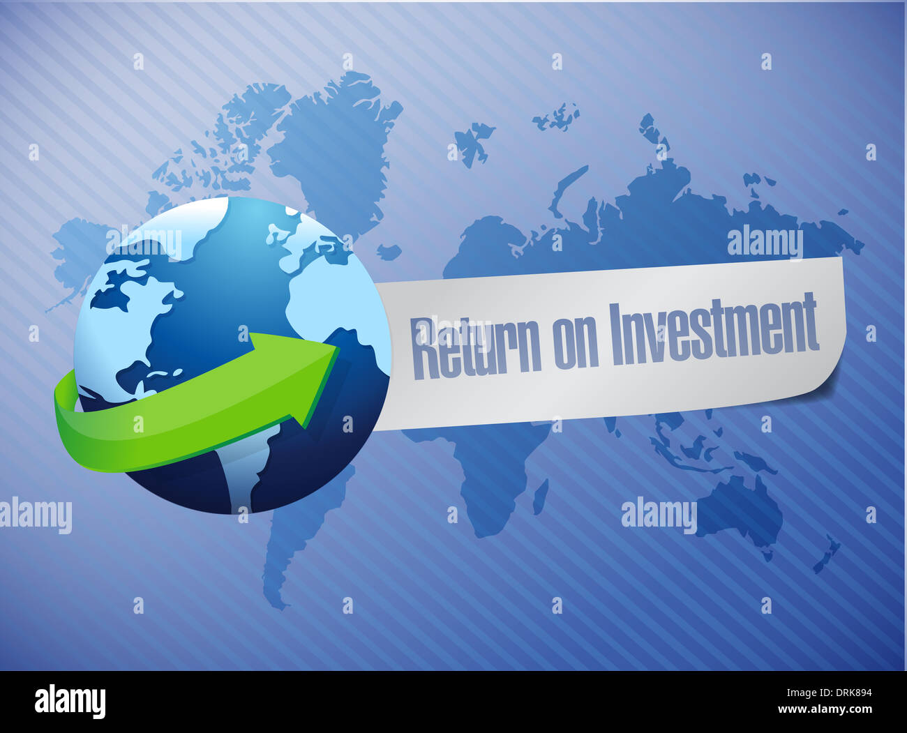 ROI return on investment globe concept illustration design over a world map background Stock Photo