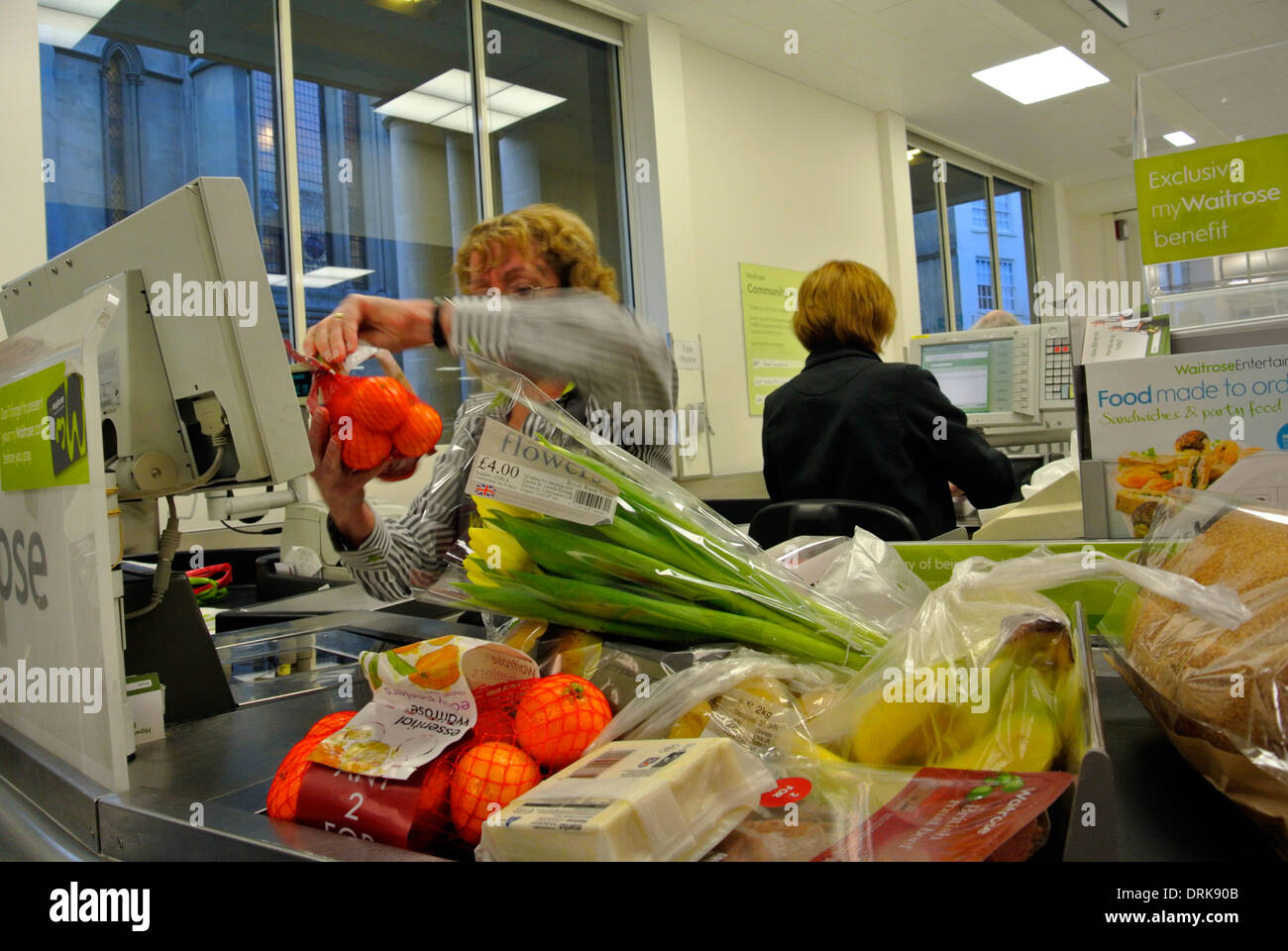 Waitrose supermarket checkout Stock Photo