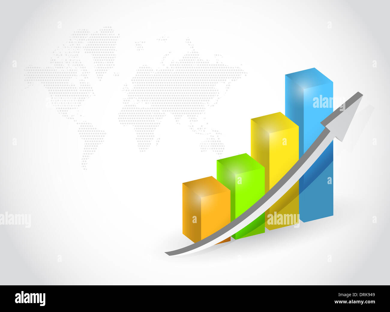 successful business graph illustration - Successful Business Graph Illustration Design And World Map DRK949