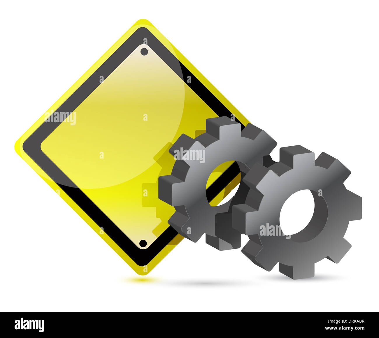 yellow street sign with gears illustration design Stock Photo - Alamy