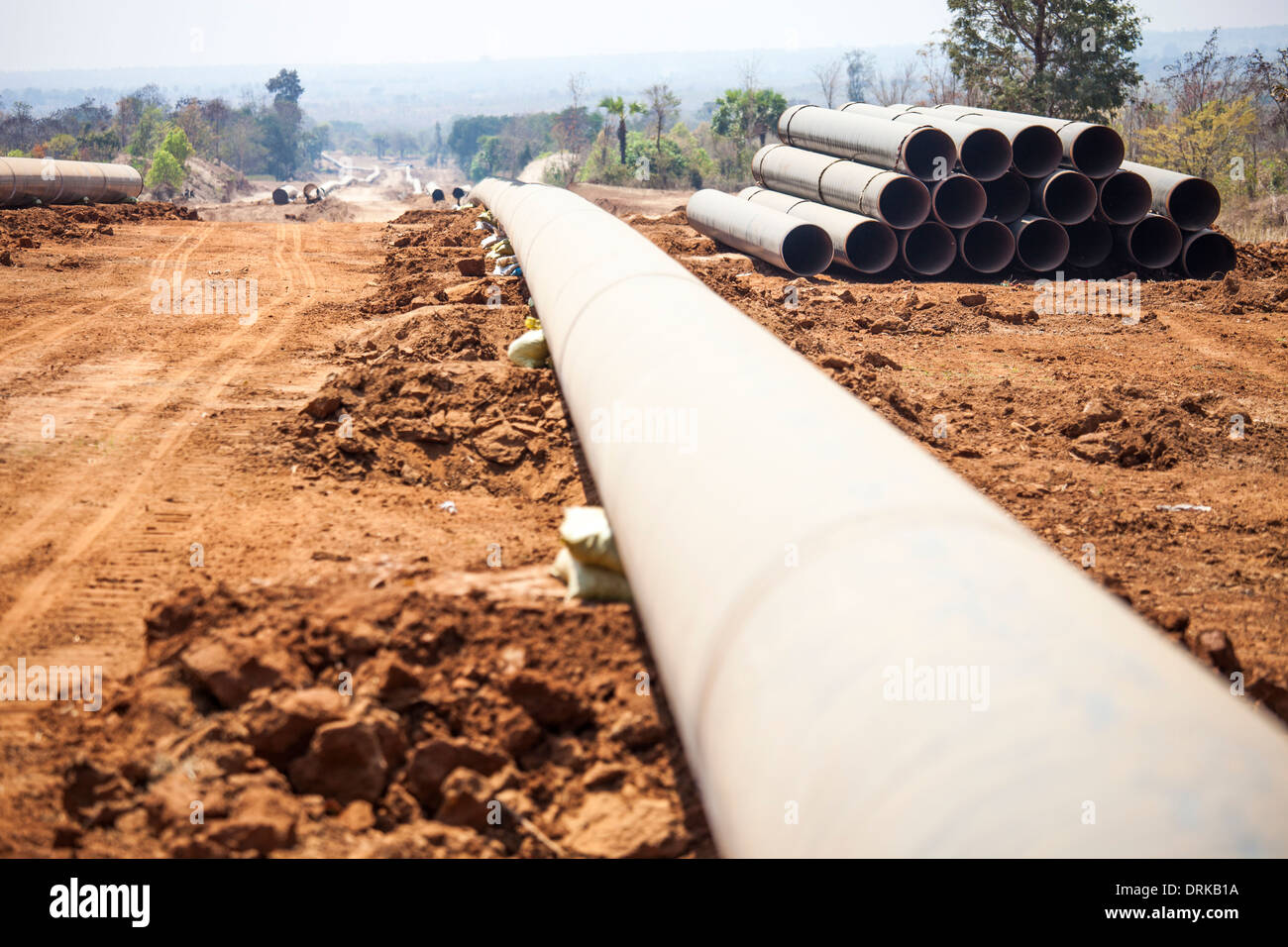 Sino-Burma oil and natural gas pipelines in Burma linking Burmese deep water ports and Kunming, China Stock Photo