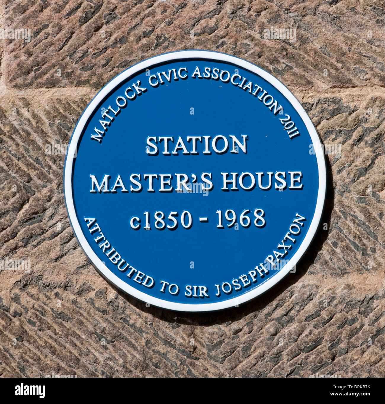 Blue Plaque for Sir Joseph Paxton, Station Master's House, Matlock, Derbyshire, England,UK. Stock Photo