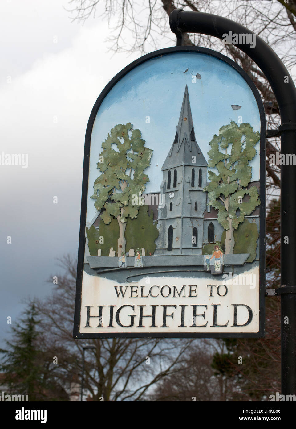 Sign Welcome to Highfield, Southampton, Hampshire, England, UK. Stock Photo