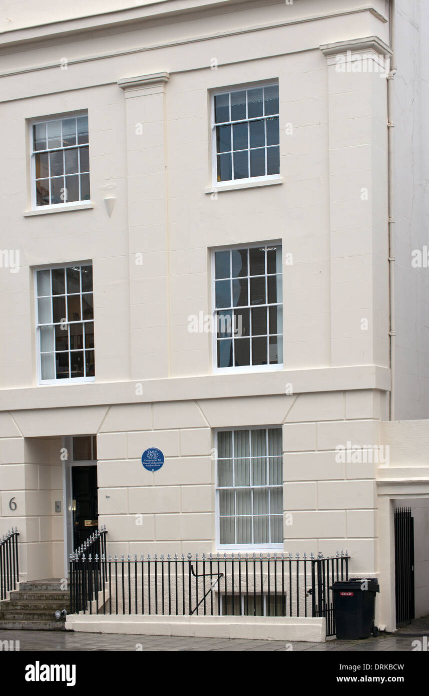 Blue plaque for Emily Davies (18301921) at 6 Carlton Crescent