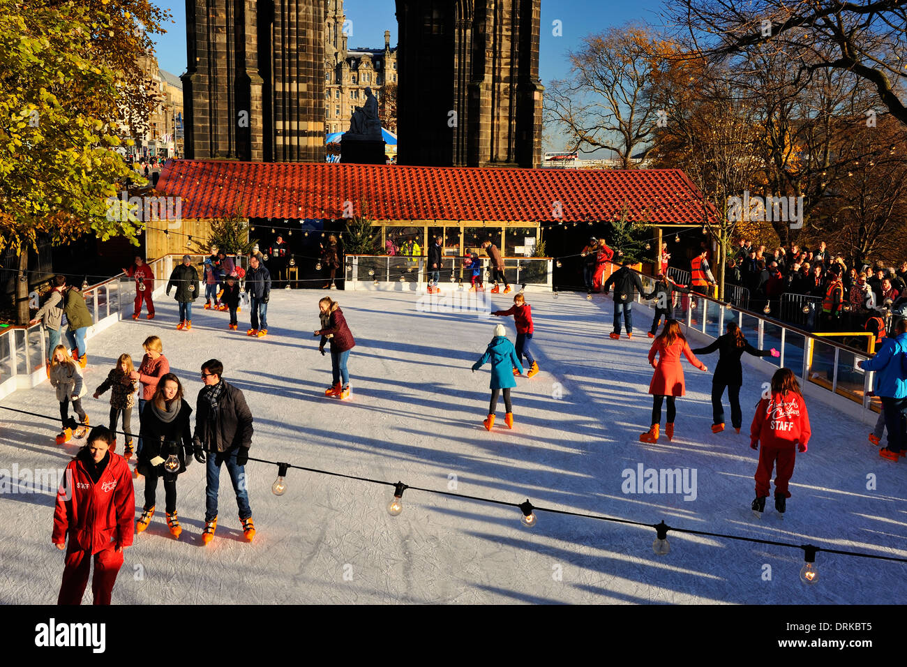 Christmas ice rink - Princes Street Gardens, Edinburgh, Scotland Stock Photo