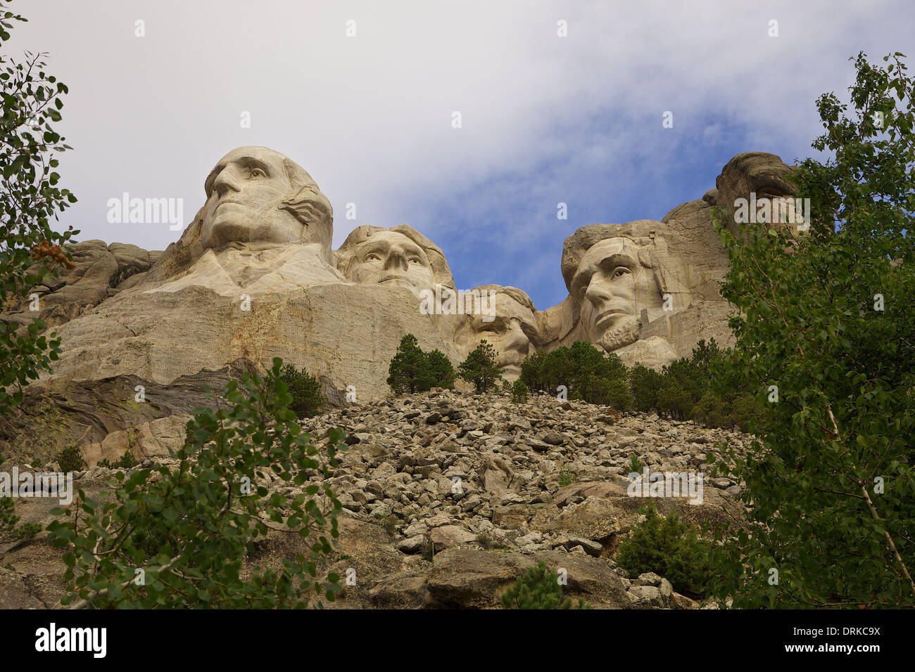 The Granite Sculpture of Mount Rushmore Including the Faces of Washington, Jefferson, Roosevelt and Lincoln Stock Photo