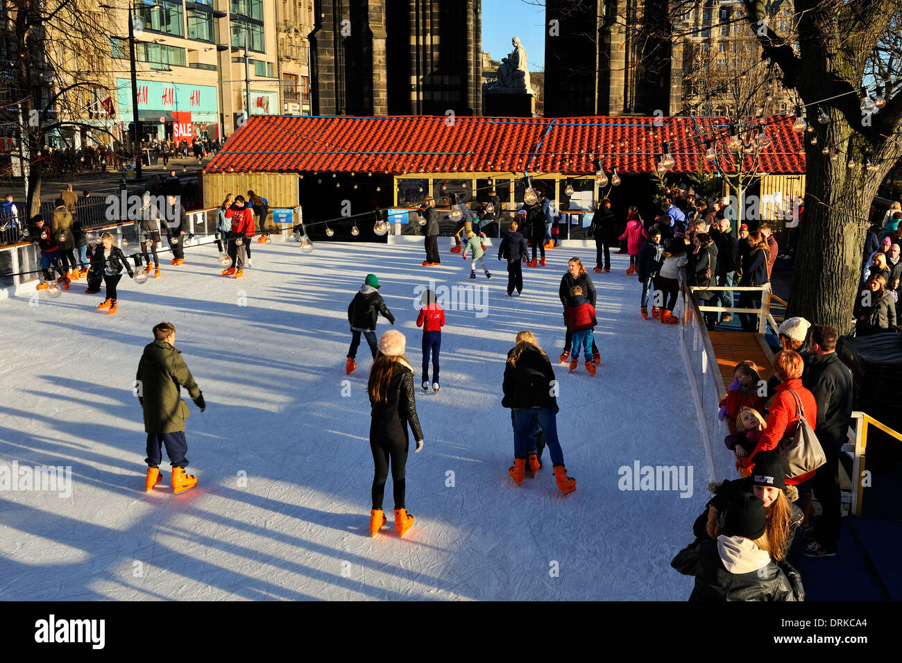 Christmas ice rink - Princes Street Gardens, Edinburgh, Scotland Stock Photo