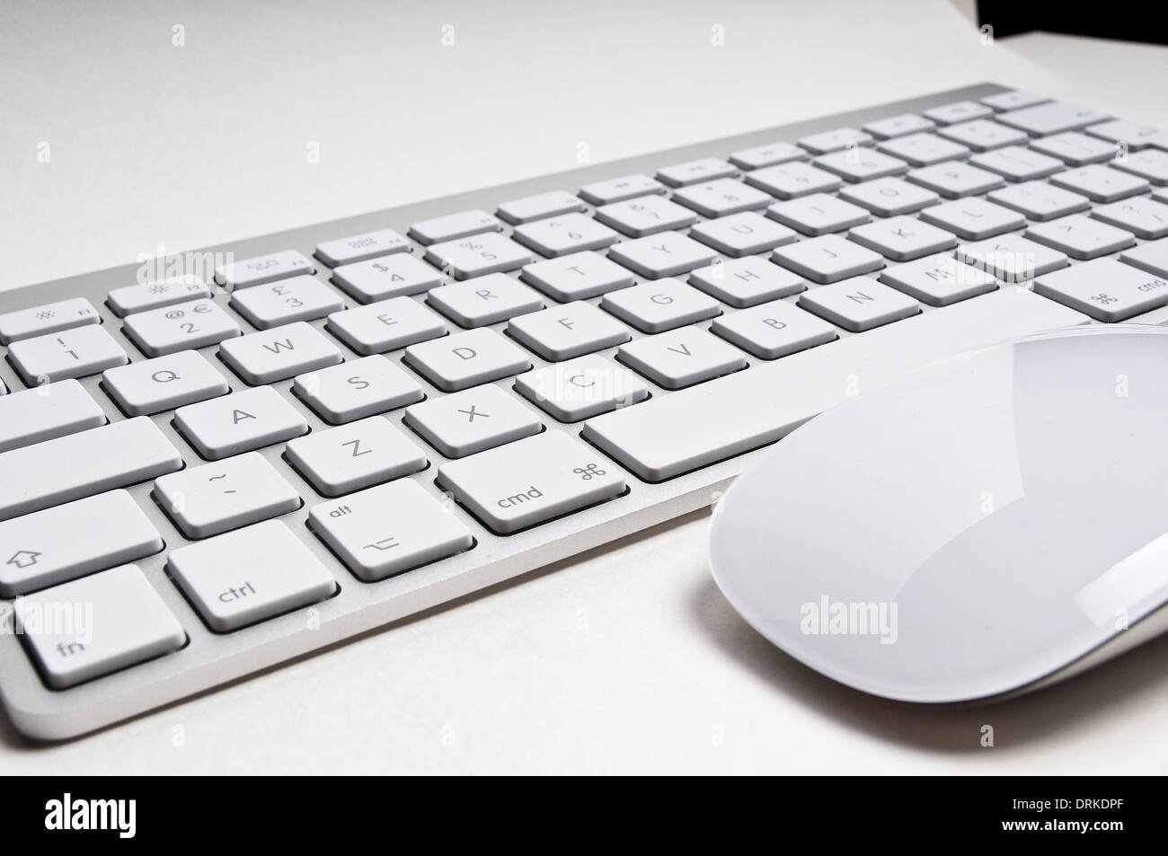 Wireless Apple Mac keyboard and mouse Stock Photo