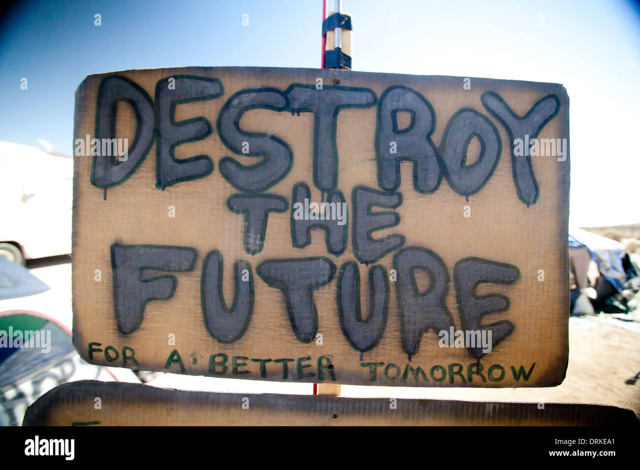 Wasteland Weekend in the Mojave Desert, near California City, California, in 2012, post apocalyptic Mad Max party Stock Photo