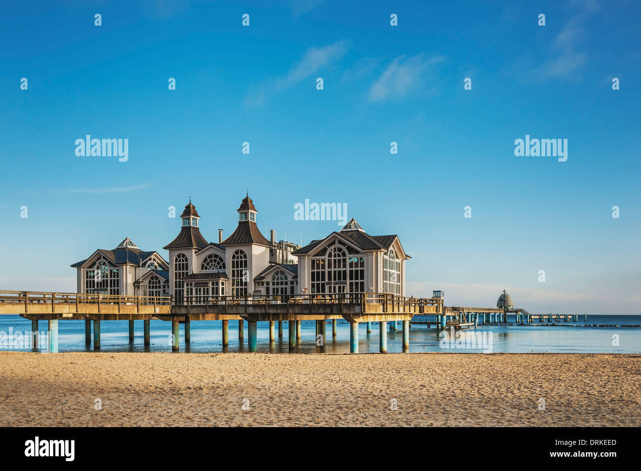 The Sellin Pier is a pier at the Baltic Sea, Sellin, Ruegen Island, Mecklenburg-Western Pomerania, Germany, Europe Stock Photo