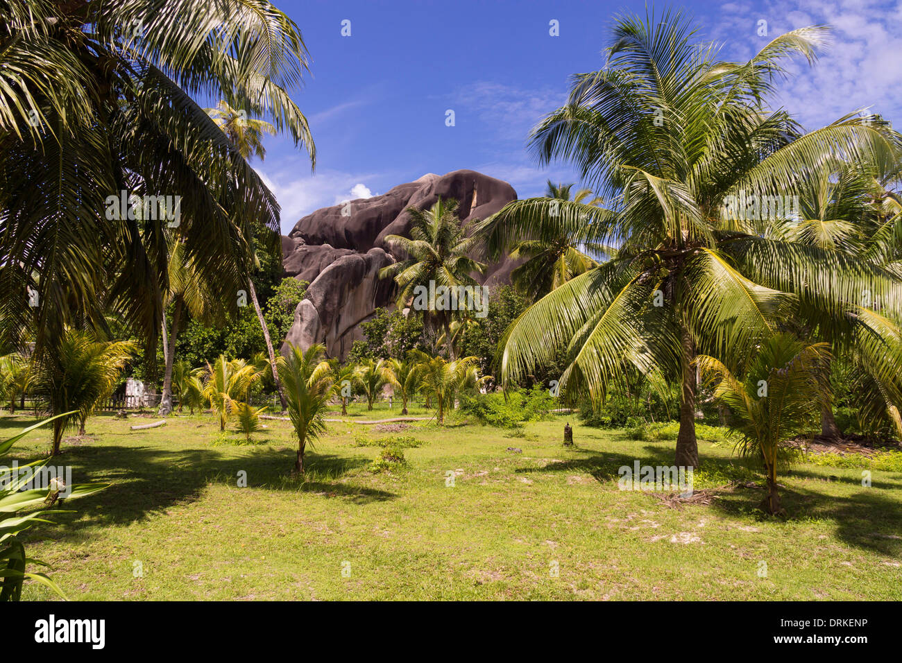 For the typical rock formations Seychelles, Anse Union, La Digue, Seychelles, Indian Ocean, Africa - 2013 Stock Photo