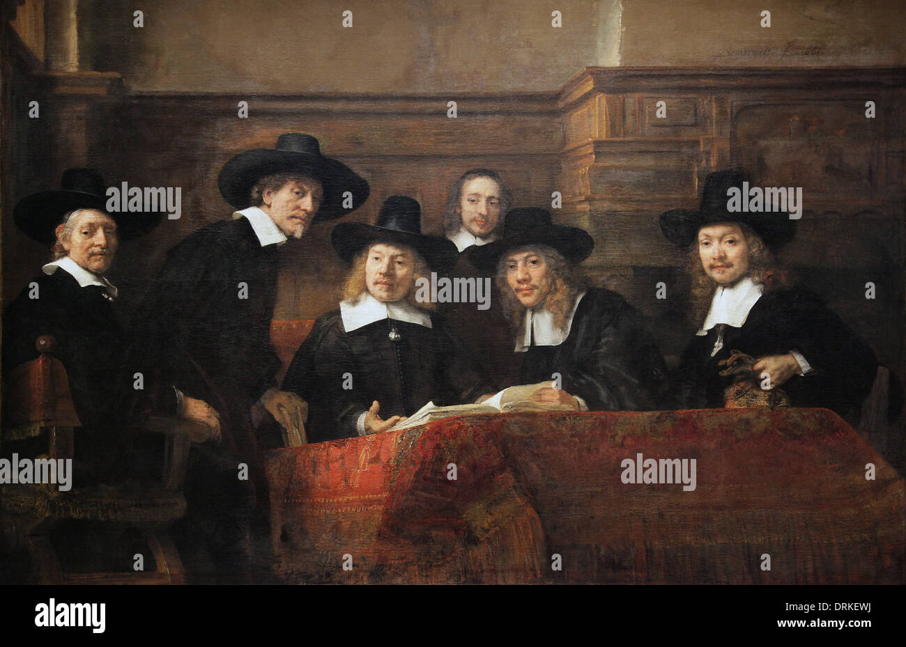 The Wardens of the Amsterdam Drapers Guild. ‘The Syndics’.(1662) by Rembrandt van Rijn (1606-1669) Stock Photo