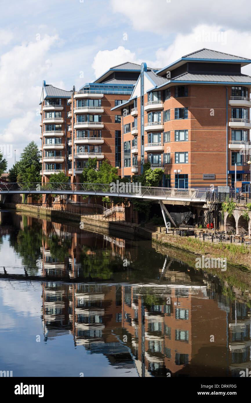 Riverside apartment block, River Irwell, Manchester, England Stock Photo