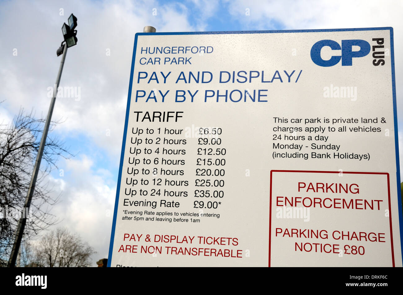 London, England, UK. Car parking charges at Hungerford Car Park on the