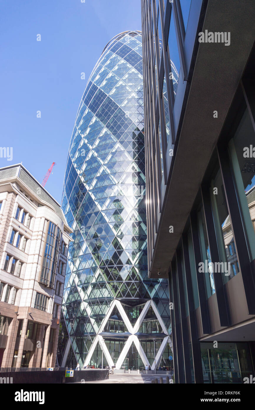 The Gherkin, popularly THE CUCUMBER (GHERKIN) called 30 St Mary Axe, London, United Kingdom - 2013. Stock Photo
