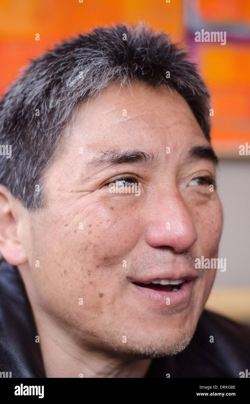 Best known as Apple's Chief Evangelist in the 1980s, Silicon Valley icon Guy Kawasaki has become a special advisor to Google's Motorola unit. He's seen here at a cafe in Menlo Park. - 2013. Stock Photo