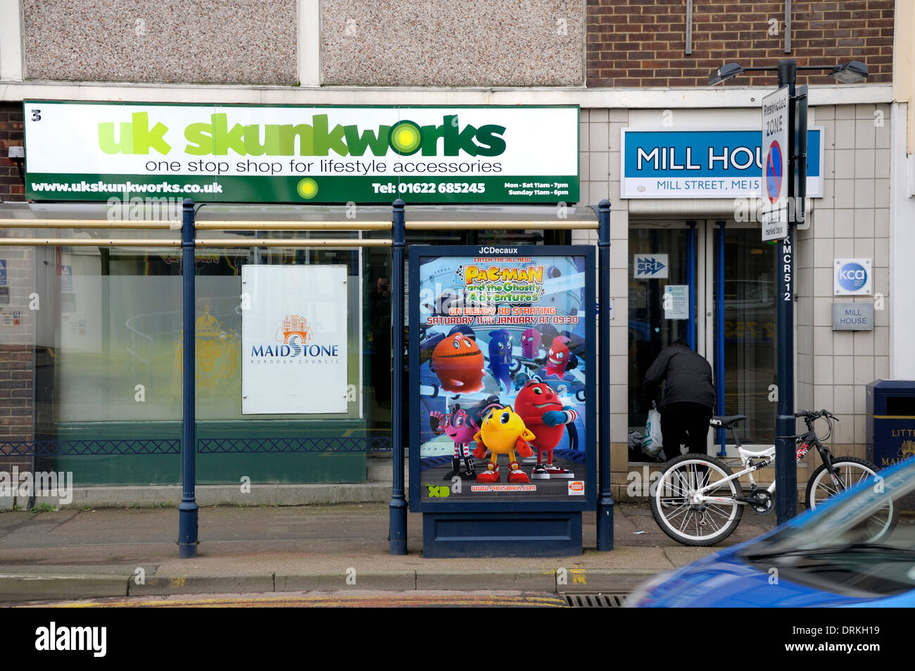 Maidstone, Kent, England, UK. UK Skunkworks shop in Mill Street. 'One stop shop for lifestyle accessories' Stock Photo