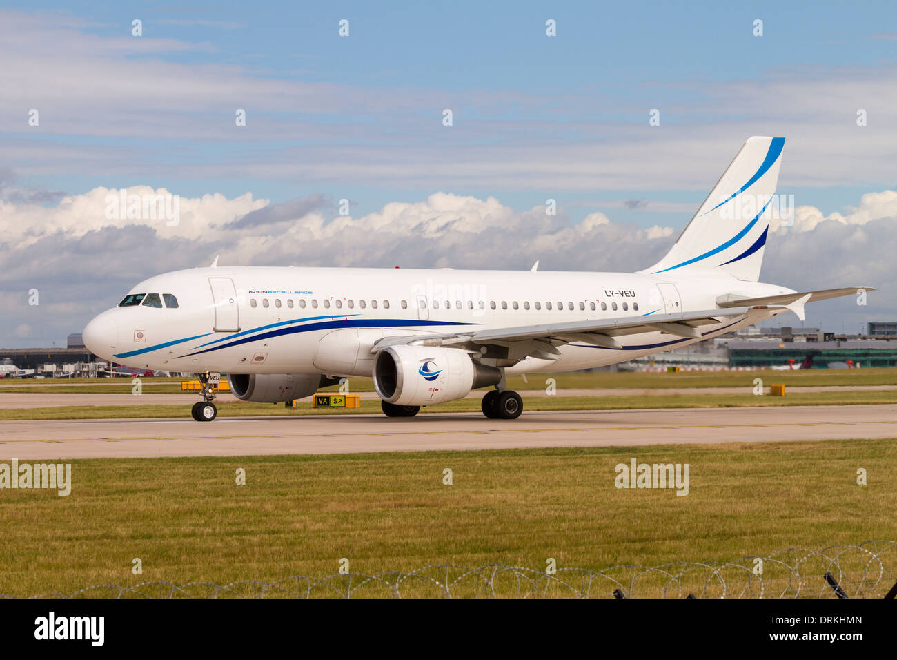 Avion Excellence airbus A319 on runway for take off at Manchester Airport Stock Photo