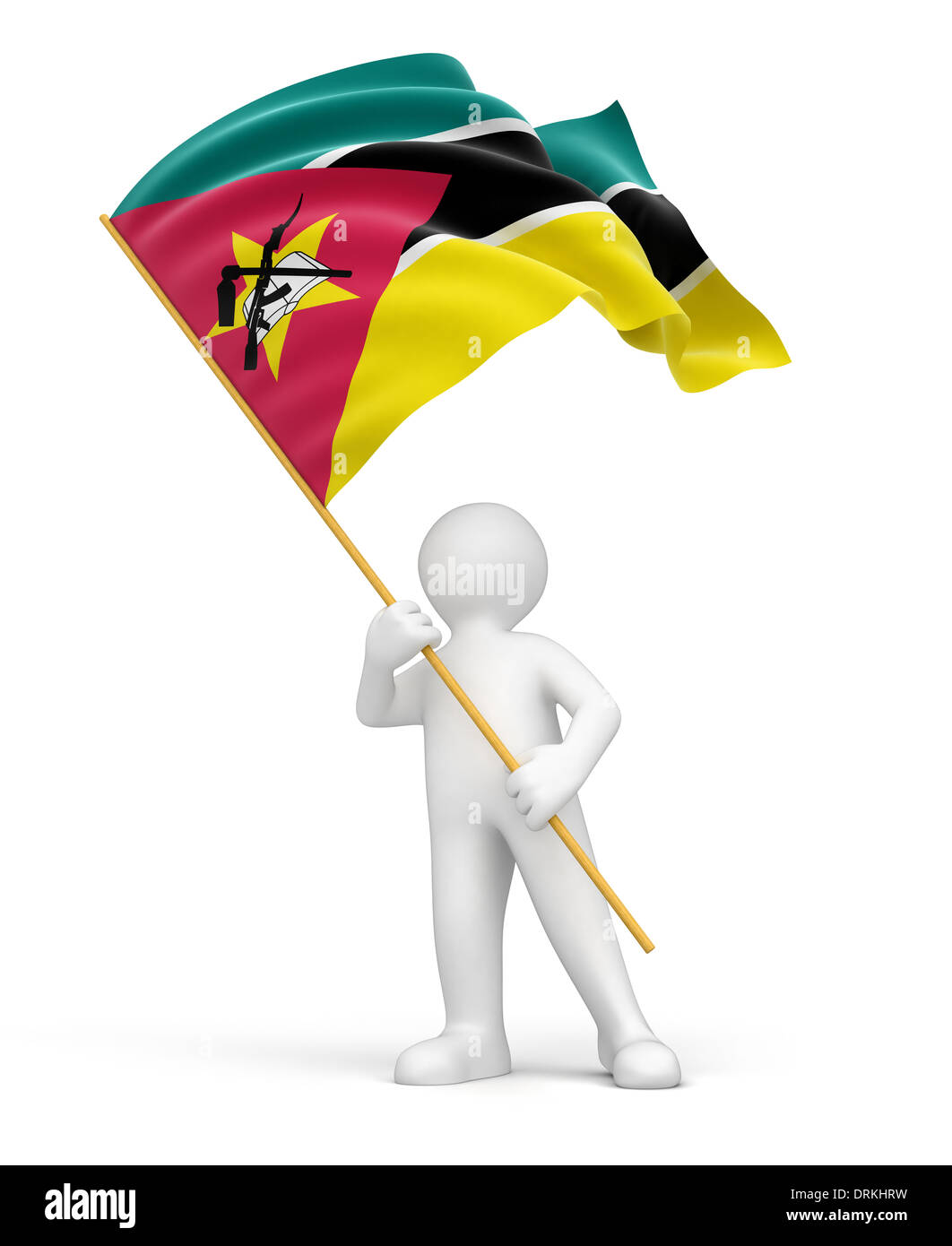 Man and Mozambique flag (clipping path included) Stock Photo