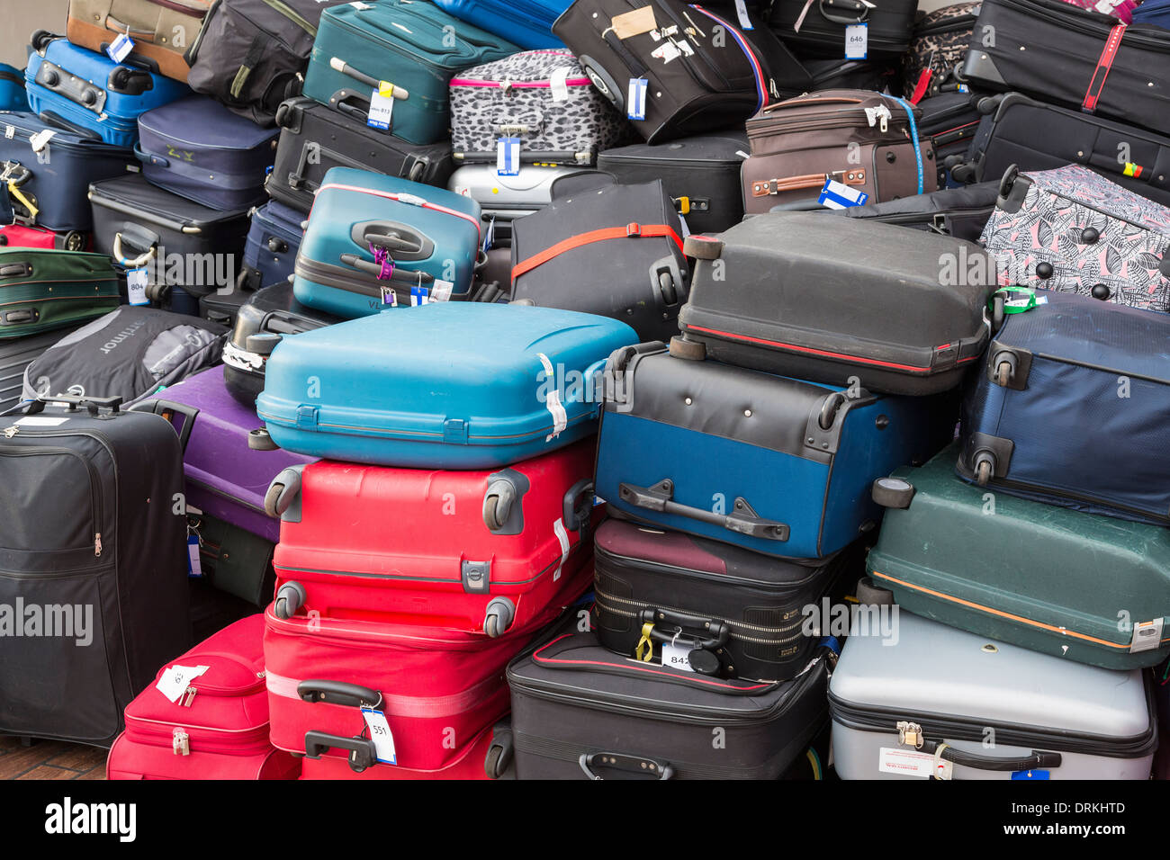 Baggage on cruise ship to be off loaded Stock Photo