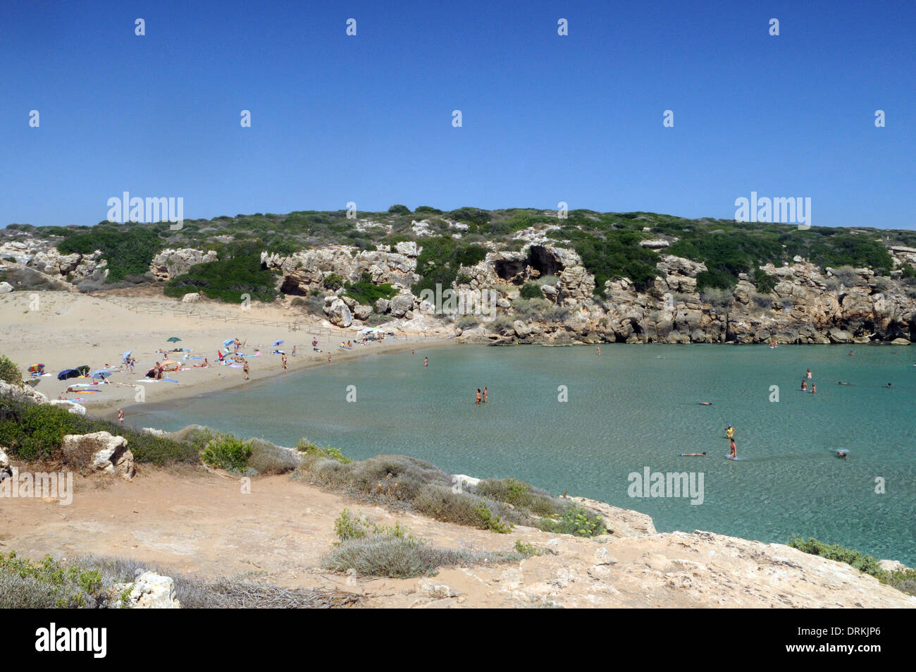 a view on the Calamosche beach, the beautiful beach in the Vendicari natural reserve Stock Photo
