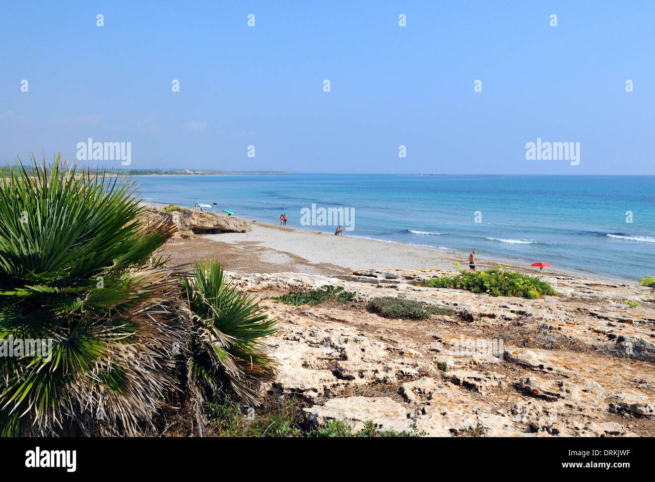 a seaside of Cittadella beach, the beautiful beach on the Vendicari Natural Reserve Stock Photo