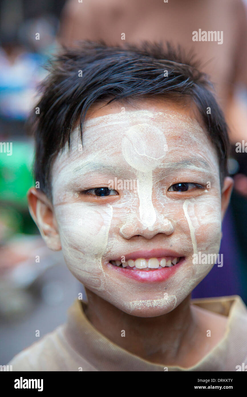 Burmese boy in Yangon, Myanmar Stock Photo