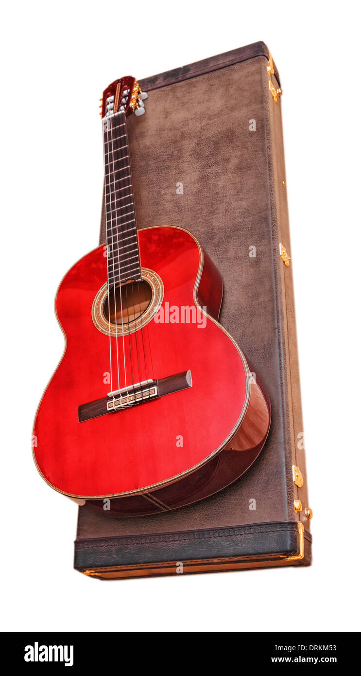Acoustic guitar and its case isolated Stock Photo Alamy