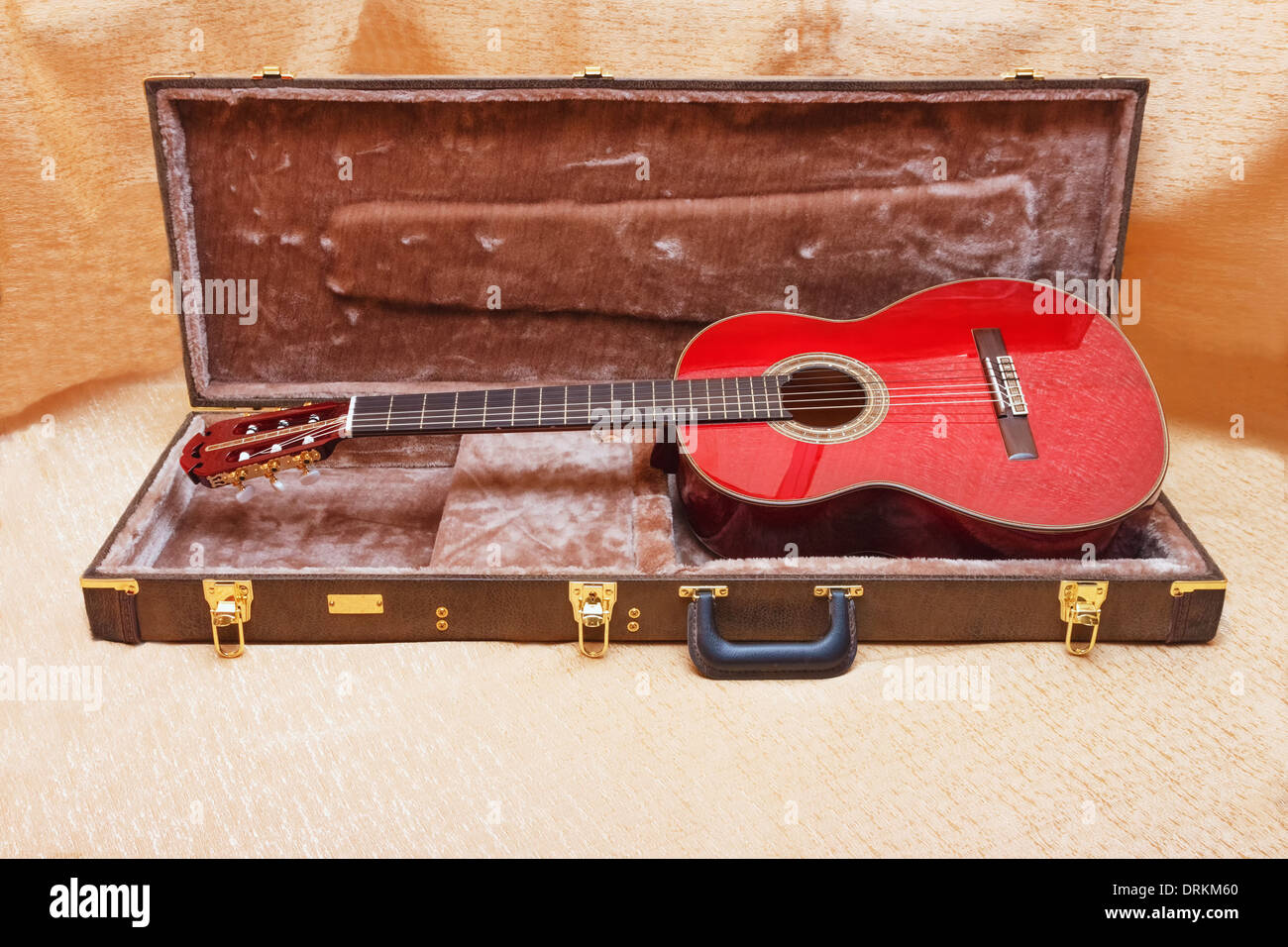 Acoustic guitar and its case Stock Photo Alamy