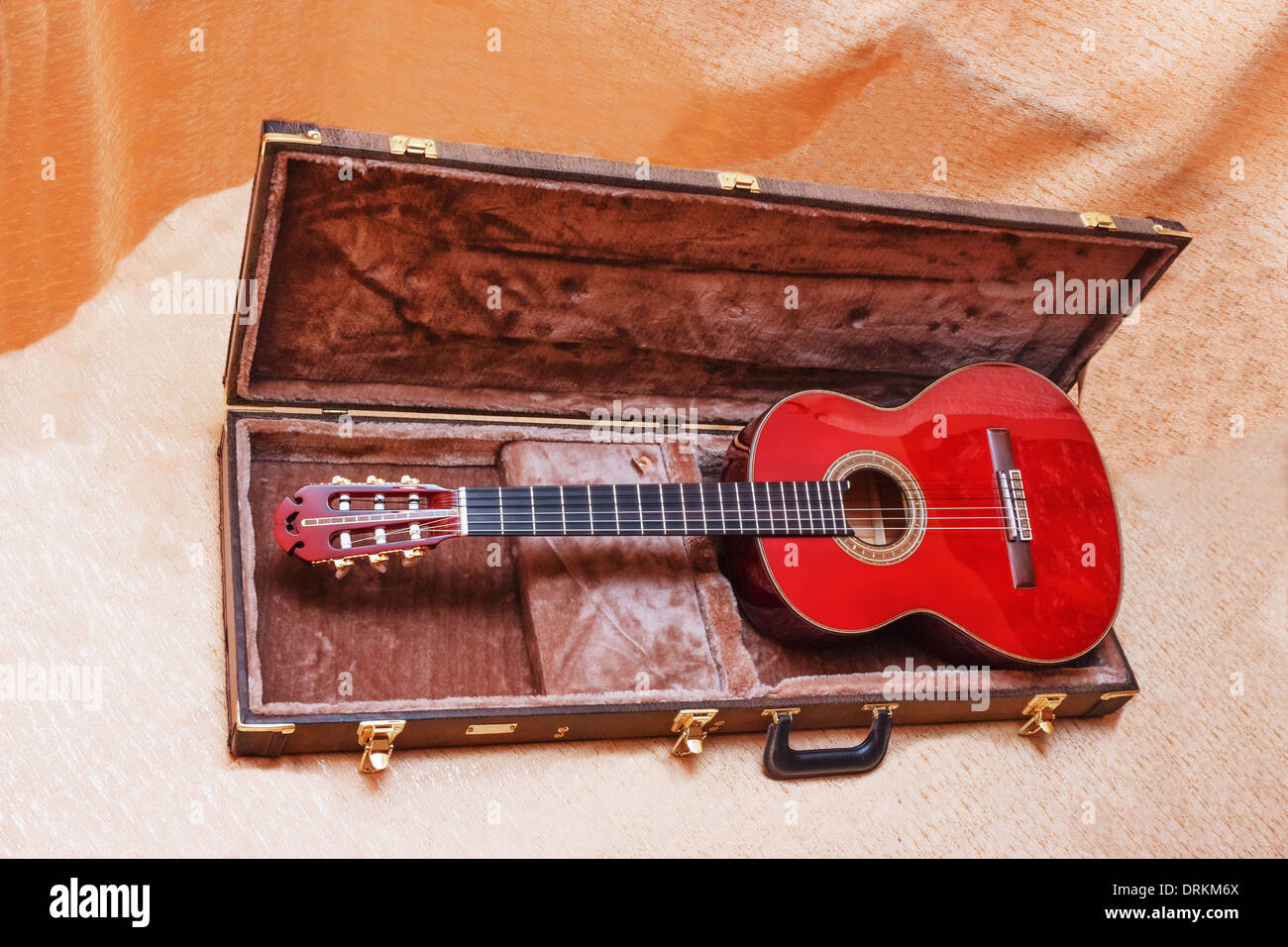 Acoustic guitar and its case Stock Photo Alamy