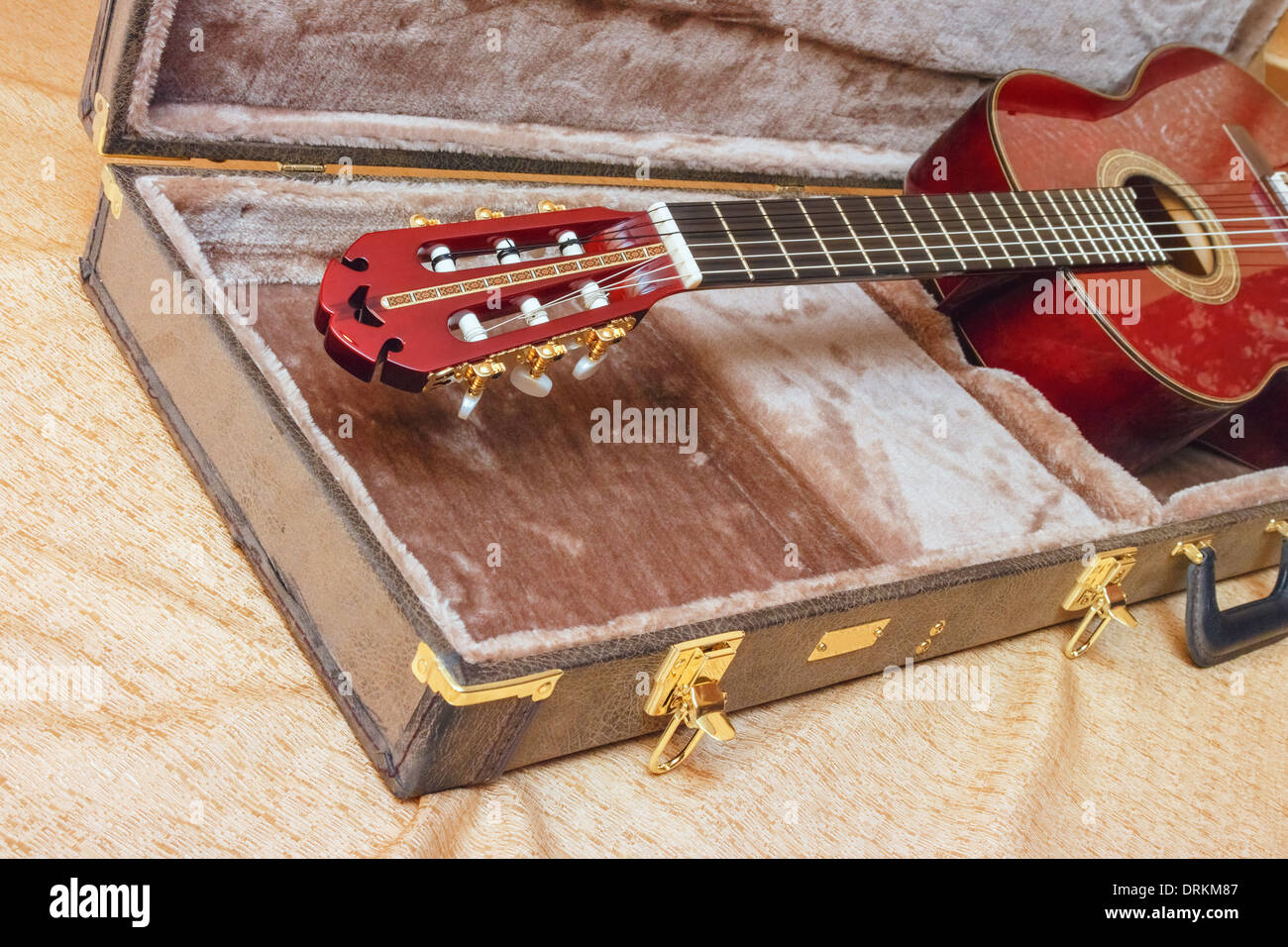 Acoustic guitar and its case Stock Photo Alamy