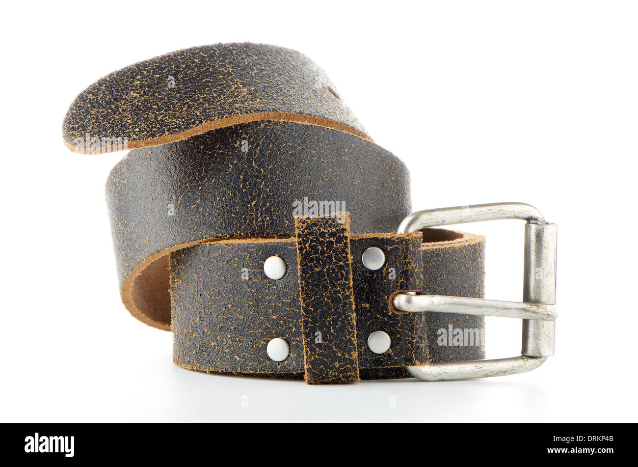 Leather belt isolated on white background Stock Photo - Alamy