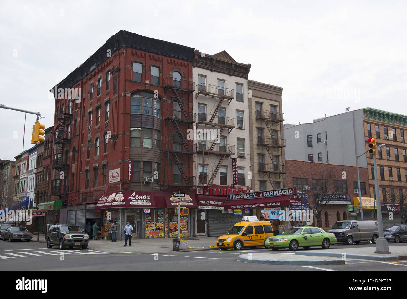 Malcolm X Blvd at 136th St. in the Central Harlem neighborhood of upper Manhattan, NYC. Stock Photo