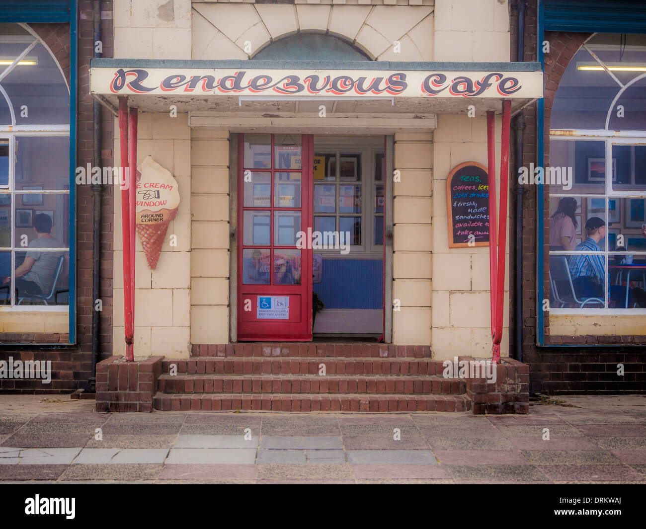 Entrance to the Rendezvous Cafe, Northern Promenade, Whitley Bay Stock