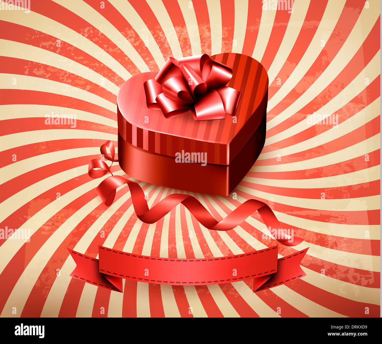 Heart-shaped gift box on retro background. Vector Stock Photo - Alamy