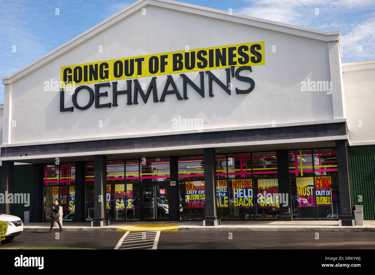 Miami Florida,Aventura,Loehmann's,front,entrance,going out of business,sign,logo,banner,clothing,apparel,visitors travel traveling tour tourist touris Stock Photo