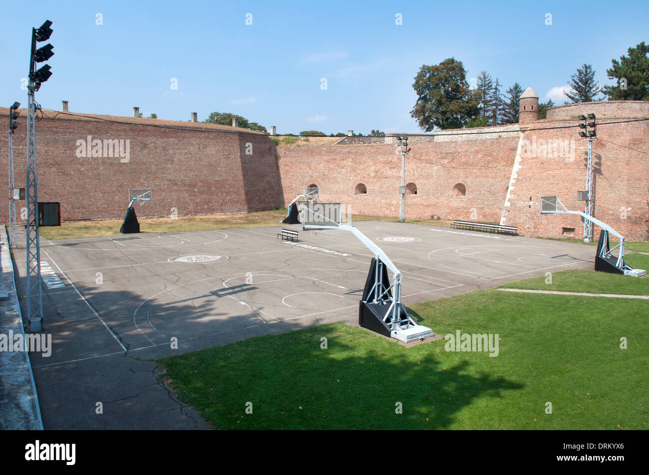 Partizan basketball playground, Kalemegdan Fortress, Belgrade Stock Photo