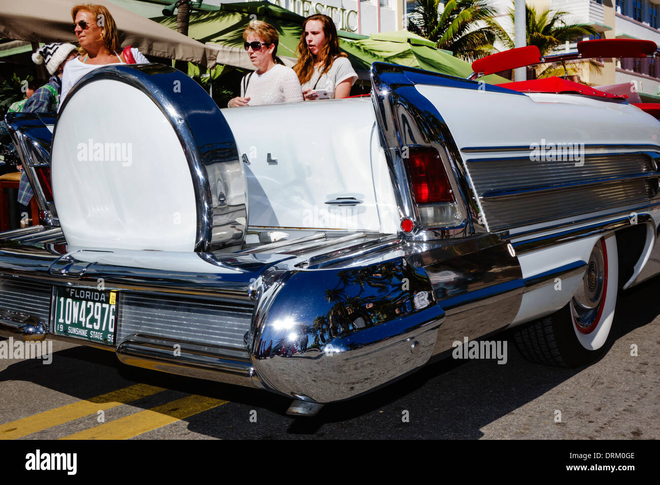 Miami Beach Florida,Ocean Drive,Art Deco Weekend,festival,street fair,event,antique classic car cars automobile show,1958 Buick Special,rear,customize Stock Photo