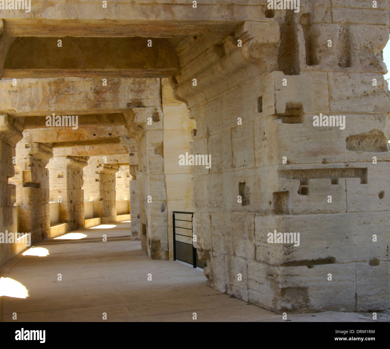 Where the sun has shined for 702,211 days - Stone construction details at Arles Amphitheater France Stock Photo