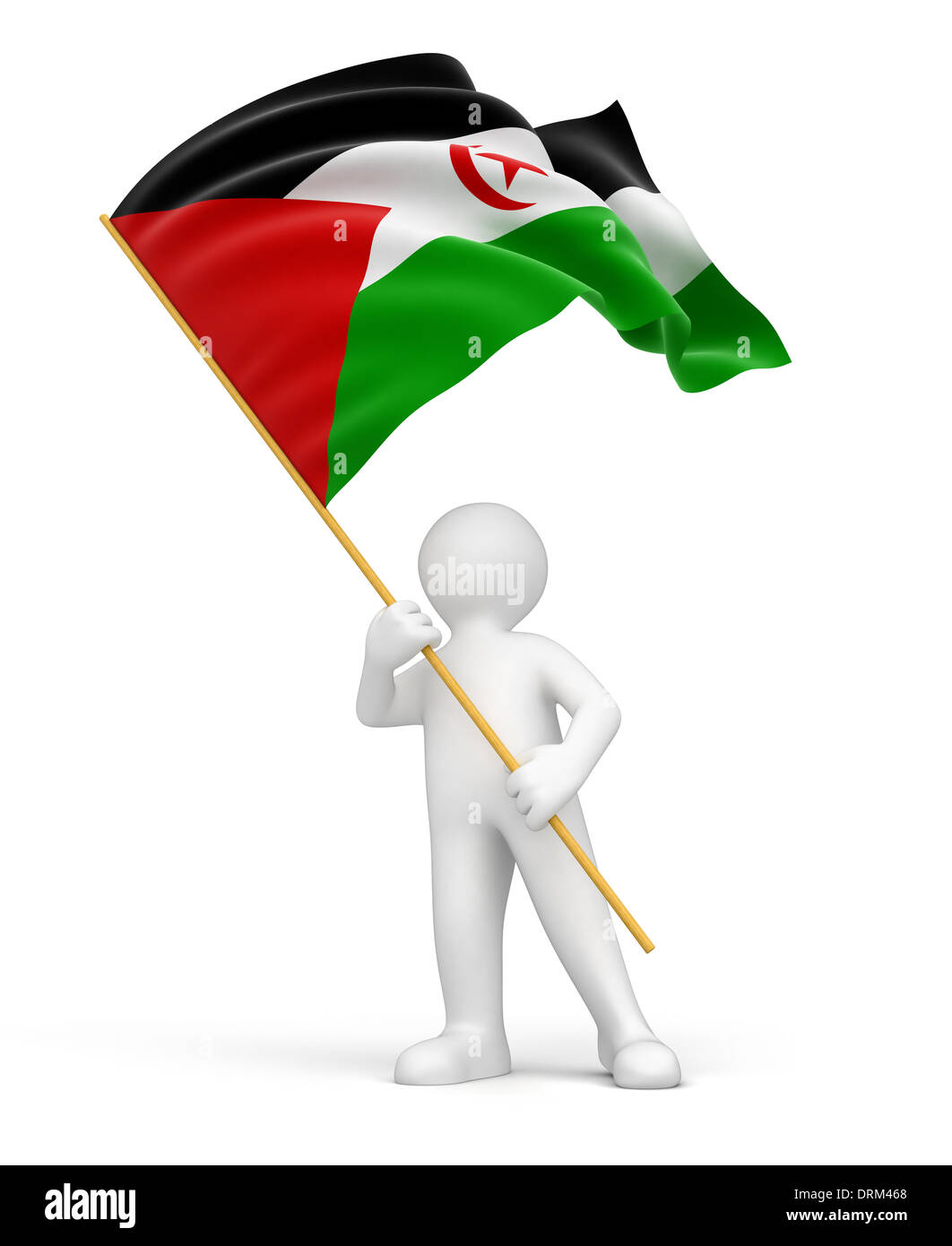 Western Sahara Flag and man (clipping path included) Stock Photo