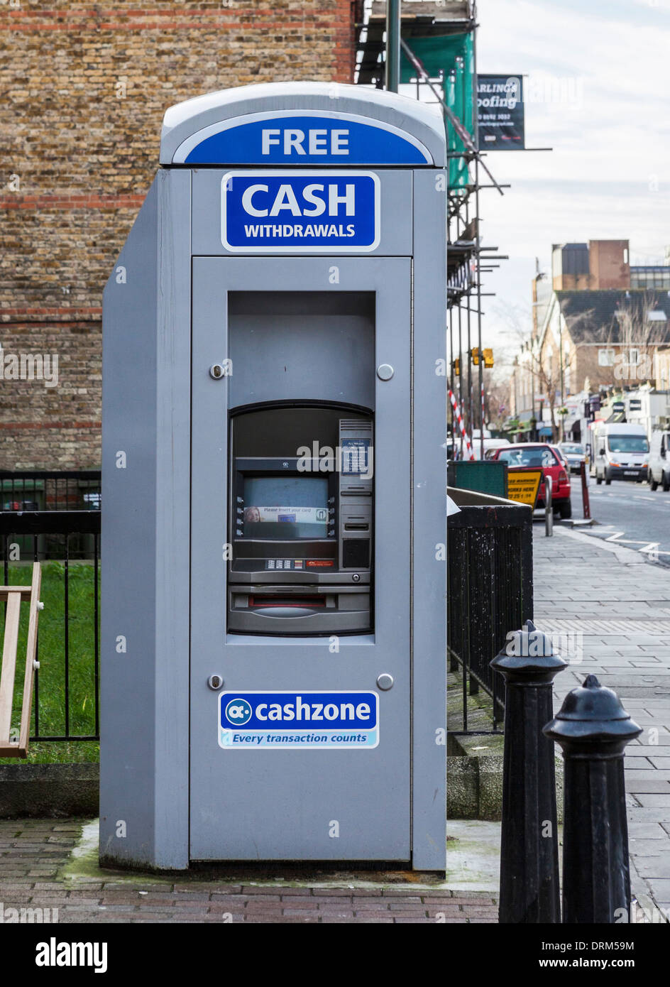 Cashzone - Freestanding cash machine ATM in Teddington, Greater London, Uk Stock Photo
