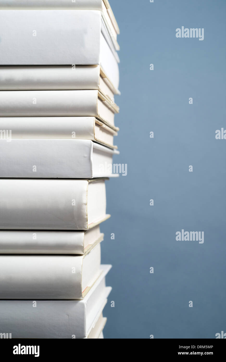 stack of white books, copy space for your text Stock Photo