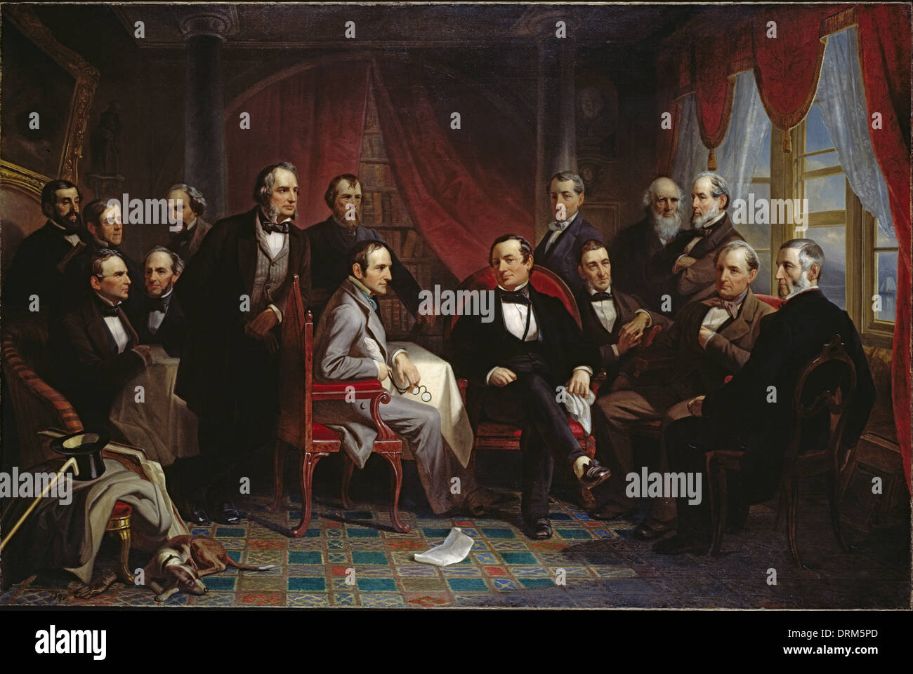 Christian Schussele, Washington Irving and his Literary Friends at Sunnyside 1864 Oil on canvas. Stock Photo