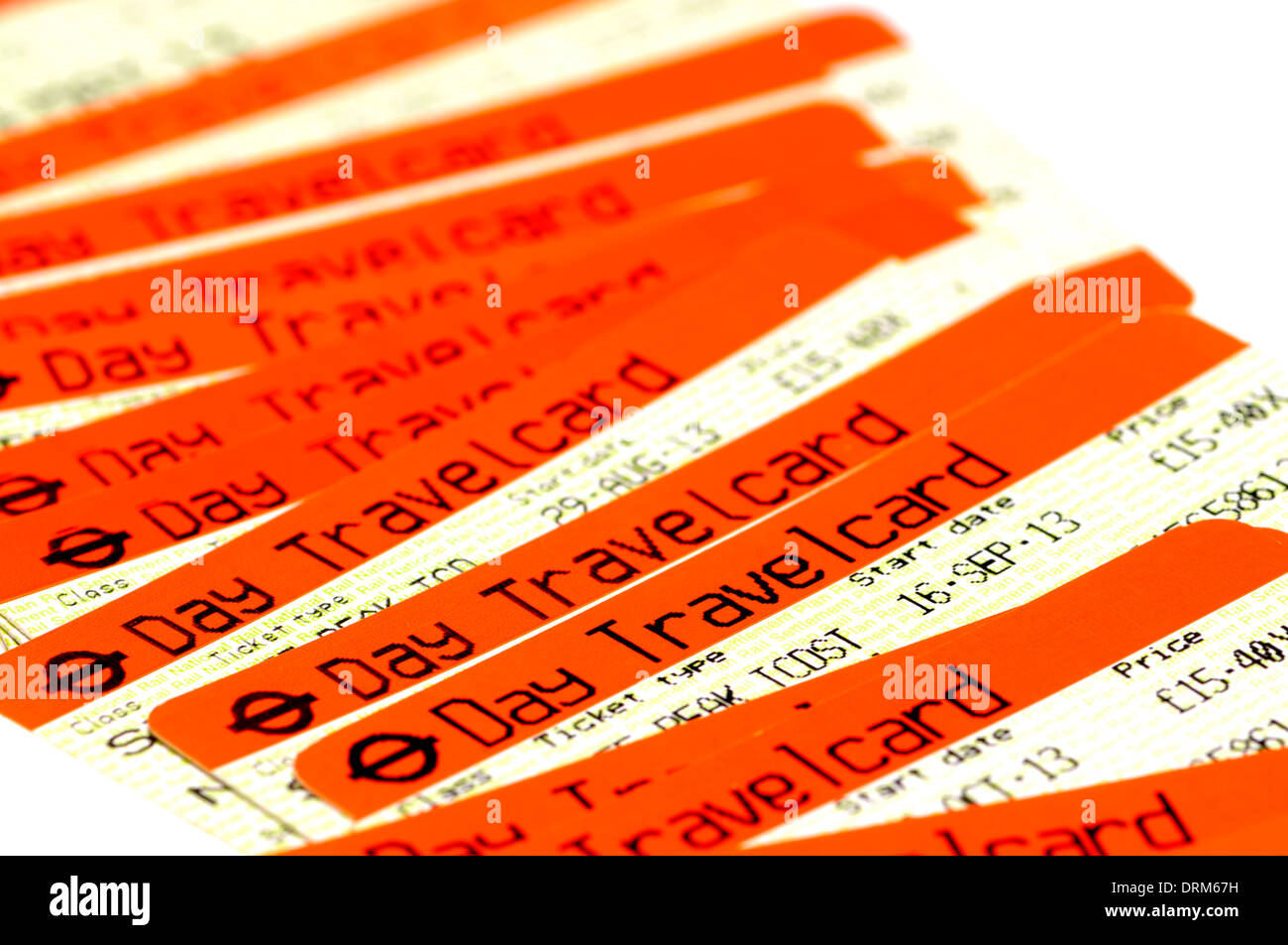 One Day Travelcards (off-peak return to London including London underground and bus) Stock Photo